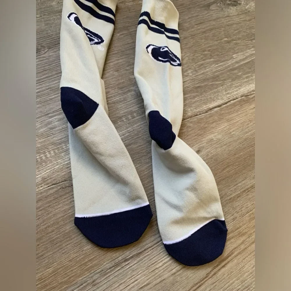 NEW Penn State Game Day Socks Gray Navy Blue White High Socks